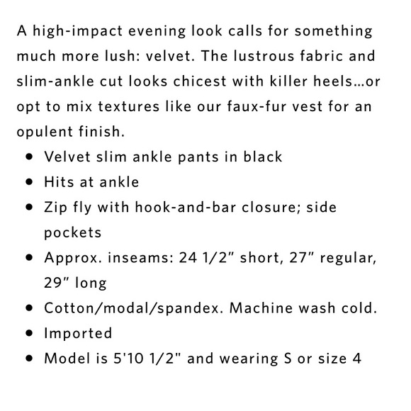 Velvet slim ankle pant - Picture 4 of 4